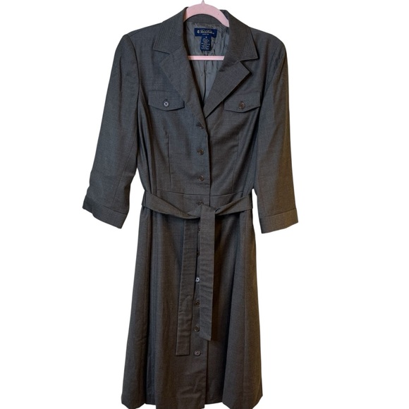 Vintage Brooks Bros Wool Lined Shirt Midi Dress - Picture 1 of 11